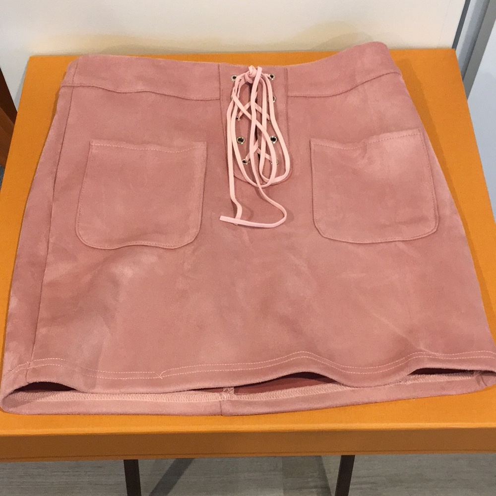 Pink Suede Skirt